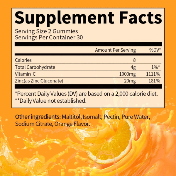 Vitamin C Zinc Gummies Multivitamin Supplement
